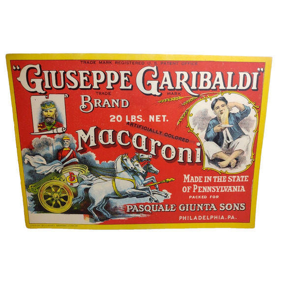 Giuseppe Garibaldi Macaroni Label Vintage 1910s Original Philadelphia Spaghetti - Picture 1 of 3